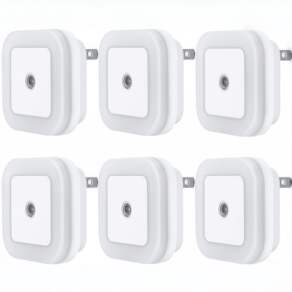 6 Pack Auto-on/off Light Sensor Night Light 0.3W Plug into Wall LED Night Lights Dusk to Dawn Nightlight for Room Bedroom Bathroom Hallway Kitchen