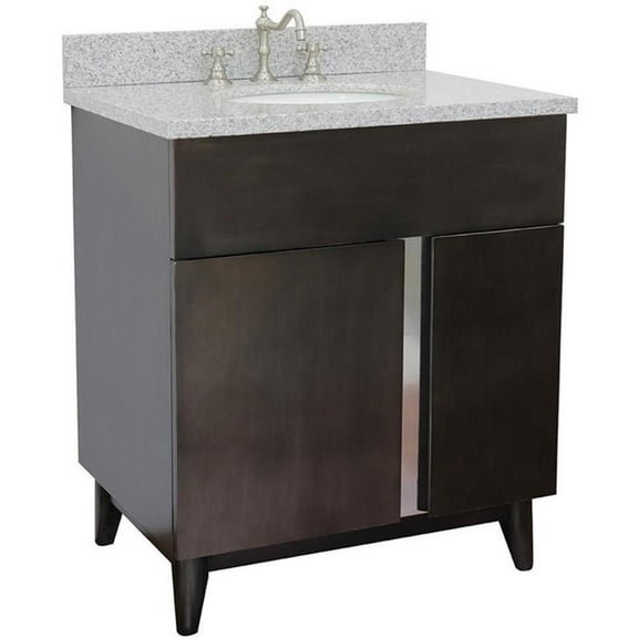 Bellaterra Home 31" Single vanity in Silvery Brown finish top with Gray granite and oval sink