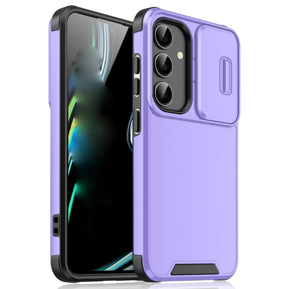 for Samsung Galaxy A06 Phone Case: Shockproof Protective Rugged Phone Cover with Camera Lens Slide | Drop Proof Military-Grade Protection TPU Hybrid Bumper Cases for Samsung Galaxy A06,Purple