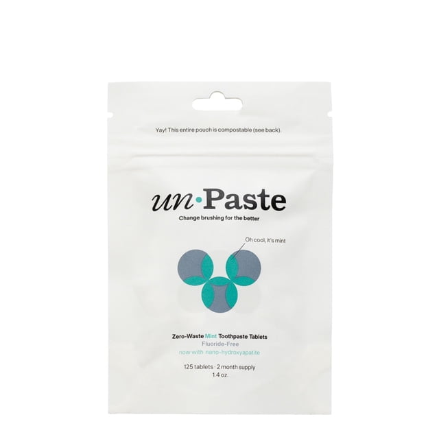 Tabletas dentales Unpaste sin flúor sabor menta 125 unidades