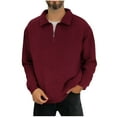 thumbnail image 2 of Fznquz Half Zip Mens Polo Shirts Collar Winter Red Shirts Trendy Casual Long Sleeve Big and Tall Mens Clothes, 2 of 6