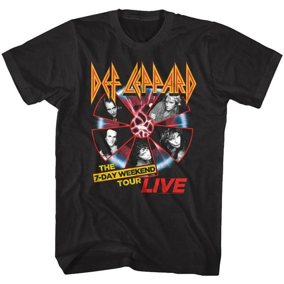 Def Leppard 7-Day Weekend Tour Live Men's T Shirt (Black, Big&TallXLT)