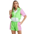 thumbnail image 5 of Haitryli Women's 80s Tracksuit Retro Outfits 2 Piece Zipper Front Jacket with Loose Shorts Fluorescent Green L, 5 of 7
