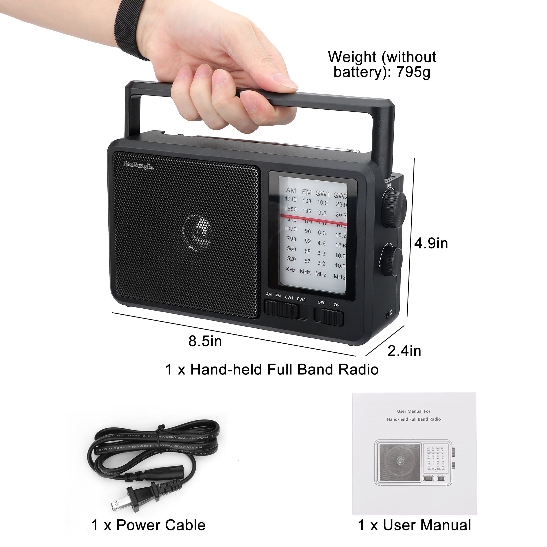 AM FM SW Radio Portable, TSV Shortwave Radio Battery Powered/Plug in Wall for Home Outdoor Seniors, Transistor Antenna