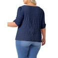 thumbnail image 4 of DARING DIVA Women's Plus Textured Notched V Neck Blouse 3X Dark Blue, 4 of 6