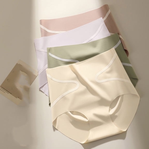 Byworldtasic High Waisted Slightly Tummy Control Underwear for Women Plus Size Full Coverage Brief Soft Seamless Panties