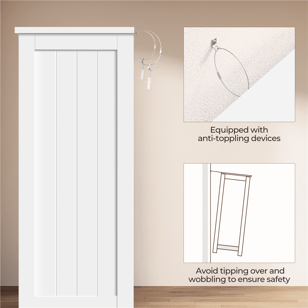 Alden Design Bathroom Floor Storage Cabinet, White, 12''