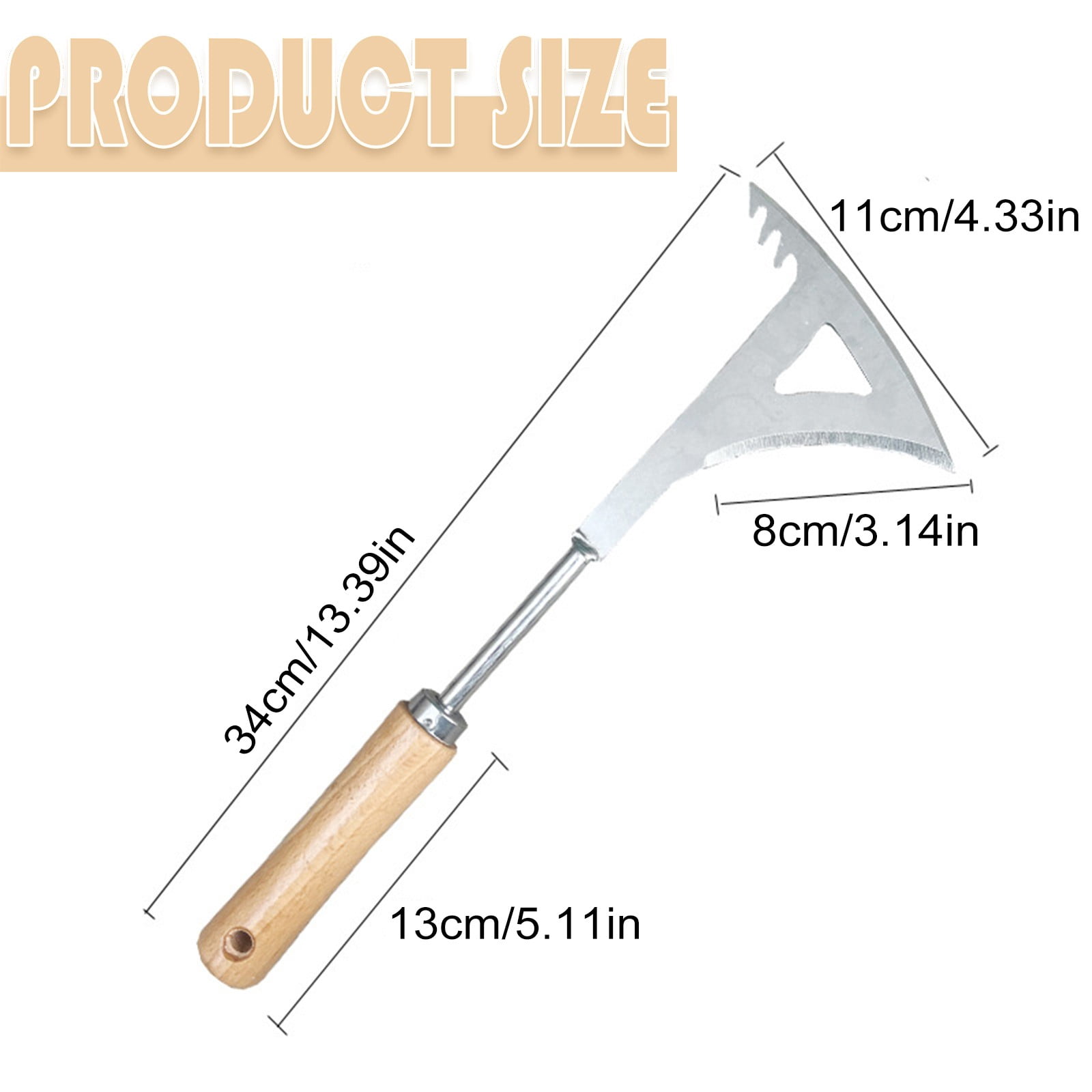 LYINGF Crack Weeder 13.4" Stainless Weeding Tool with Wood Handle L Shaped Side Walk Puller Spatula for Garden Lawn Yard Patio Terrace Paving Moss, Small Gardening Tool