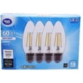 thumbnail image 2 of Great Value B10 LED 4.5W (60W Equivalent) Daylight E26 Medium Base Clear Glass Decorative Light Bulbs, Dimmable, 4 Pack, 2 of 2