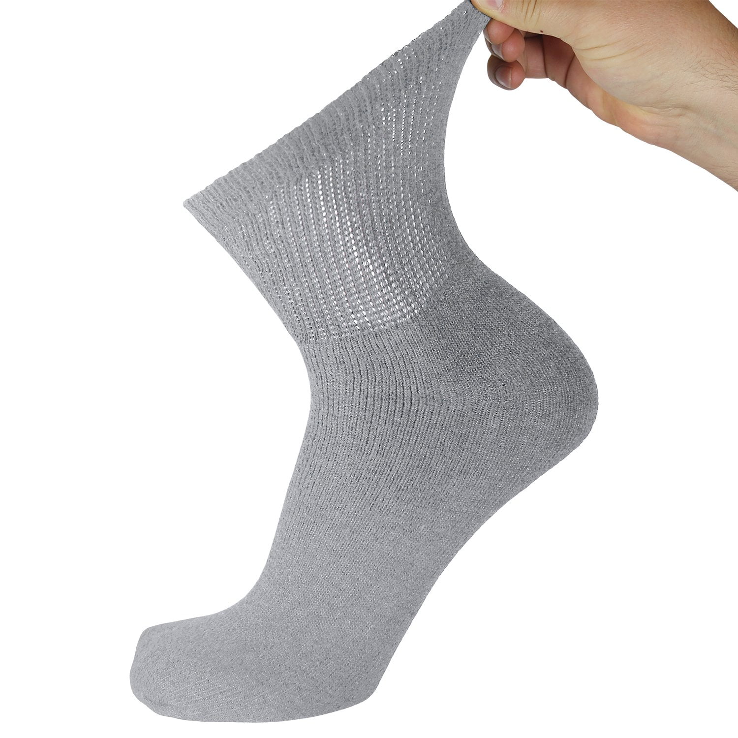 12 Pairs of Big and Tall Diabetic Neuropathy Ankle Socks, King Size Mens Athletic Quarter Socks (Gray, 13-16)