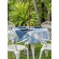 thumbnail image 2 of Outdoor Tablecloth with Umbrella Hole & Zipper, Blue Beach Coastal Round Tablecloth 60 Inch, Summer Nautical Seaside Ocean Beige Patio Table Cover Waterproof Table Cloth for Picnic/Party, 2 of 7