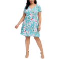 thumbnail image 1 of Vestido acampanado Floral Connected Apparel para mujer azul 20W, 1 of 2