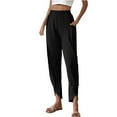 thumbnail image 1 of Gibobby pantalones jogger mujer Elástico sólido mujer bolsillos pantalones largos cintura Casual pantalones sueltos pantalones (Negro, M), 1 of 4
