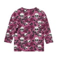 thumbnail image 4 of Riecok Unisex Shirts for Toddlers Long Sleeve Halloween Round Neck Skeleton Printed 3/4 Sleeve Tees Shirts for Boys Girls Multicolor 7 Years, 4 of 4