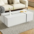 thumbnail image 3 of Harper & Bright Designs Modern Extendable Coffee Table with Drawers, Adjustable Rectangle Center Table with Hidden Storage for Living Room, White, 3 of 14