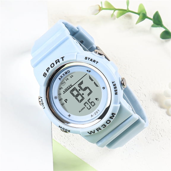 Resicozy Womens Digital Watches LED Screen Silicone Strap Watch Outdoor Sports Watch Casual Outdoor Wrist Watch Light Blue One Size