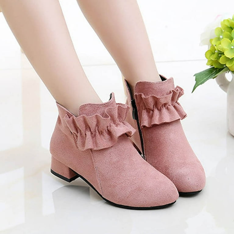 eileial Baby Girls Cowboy Tassel Boots Side Zipper Combat Shoes