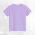 thumbnail image 2 of shoper Girls Shirt Solid Color Baggy Soft Cotton Short Sleeve Round Neck Tees Pullover Back To School Shirt T-Shirts Toddler To Big Kid Light Purple 160, 2 of 4