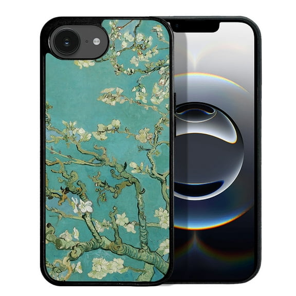 WIRESTER Shockproof Soft Rubber Cover Case for Apple iPhone 16e 6.1" 2025, Almond Blossom Van Gogh