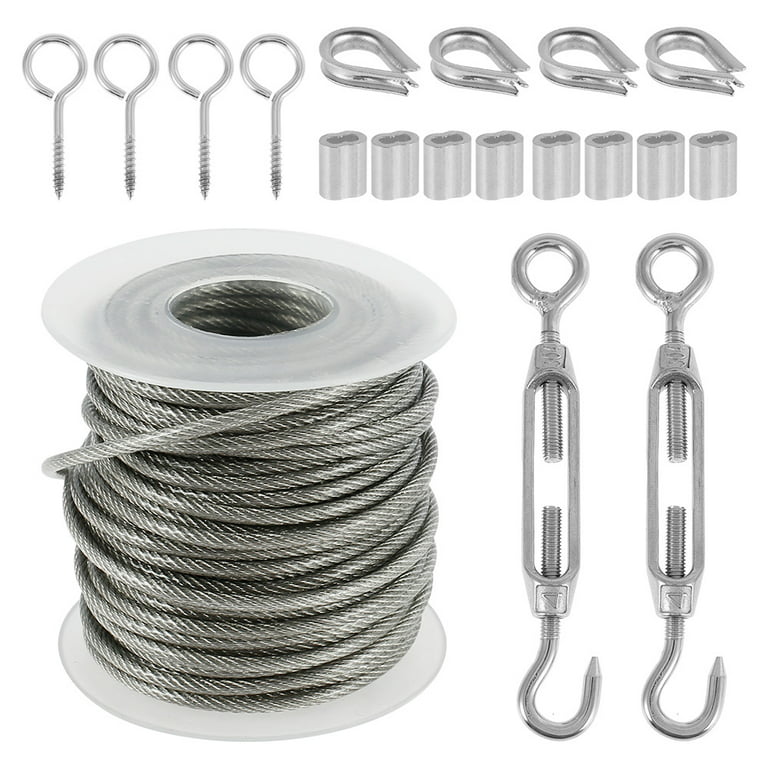 Odomy Stainless Steel Wire Rope Cable Hooks Hanging Kit Garden Railing Roll 15m/30m