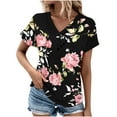 thumbnail image 2 of Womens Plus Size Tops Clearance under $10 V-neck Short Sleeved Casual Blouses Black XXL, 2 of 5