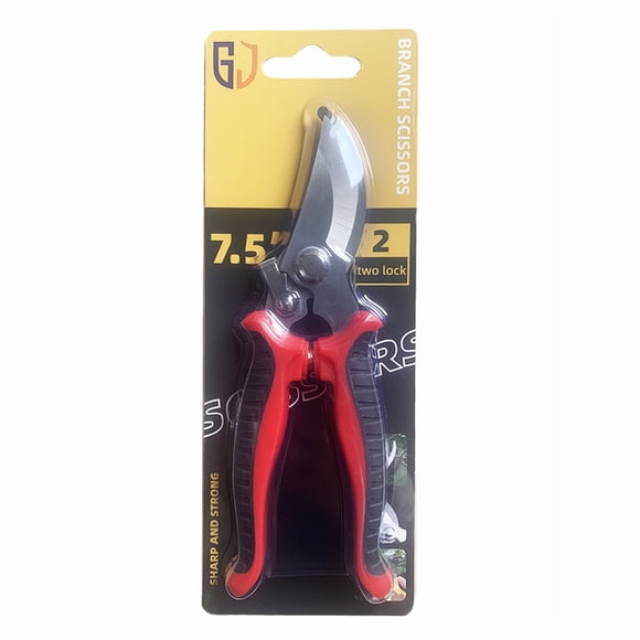 Tijeras de podar de acero inoxidable, tijeras de horticultura, herramienta para recolectar frutos en huertos y flores, tijeras de jardinería 503, 7,5 pulgadas (rojas) (embalaje de cartón)