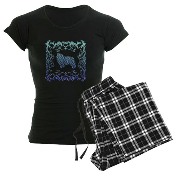 CafePress - Shetland Sheepdog Lattice Women's Dark Pajamas - Women's Short Sleeve Print T-Shirt and Pants Dark Cotton Pajama Set