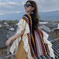thumbnail image 5 of Shawl Wraps for Women, Bohemian Ethnic Style Cape Open Front Poncho Scarf Blanket Cardigan Coat with Tassels for Spring Autumn Winter, 5 of 7