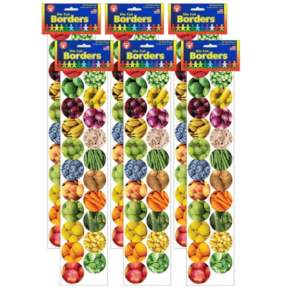 Hygloss Fruits And Veggies Border, 36 Feet Per Pack, 6 Packs