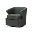 thumbnail image 2 of Baxton Studio Finley Mid-century Modern Beige Fabric Upholstered Swivel Armchair, 2 of 5