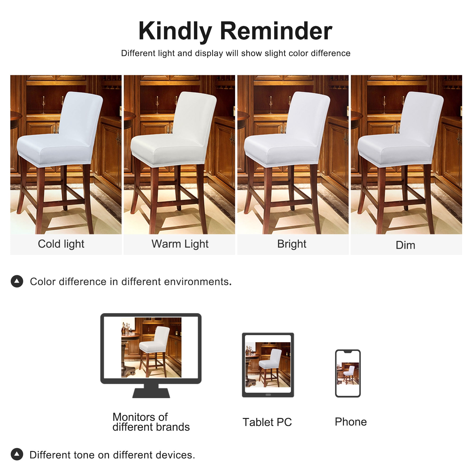 Unique Bargains Waterproof Bar Stool Covers for Short Back Chair Slipcovers White 2 Pcs