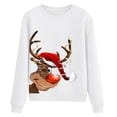 thumbnail image 3 of Femmes de Noël Pull à Manches Longues Fermeture Blouse Graphique Imprimé Mode Sweat-Shirt à Capuche Doux Outwear Mi Longueur Veste Col Rond Hiver Cardigan, 3 of 6