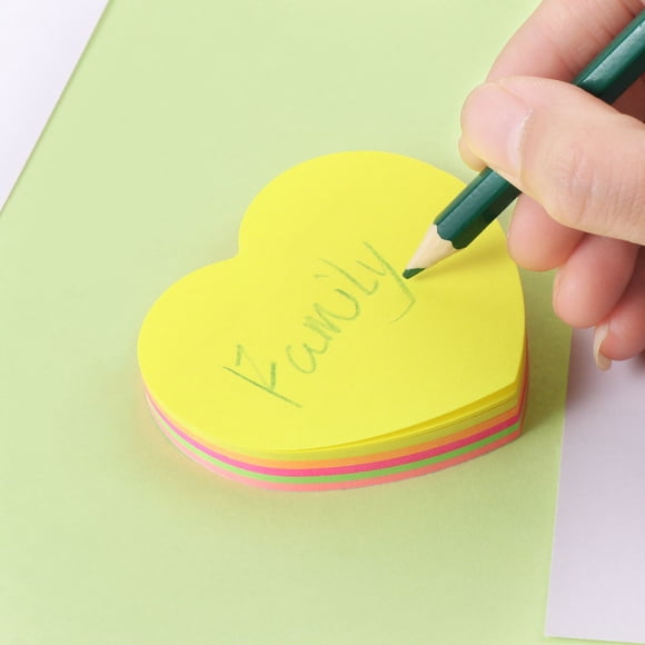 HAMPPLIES 3Pcs Yellow Heart Shape Post Memo Notes with Removable Adhesive for Easy Use