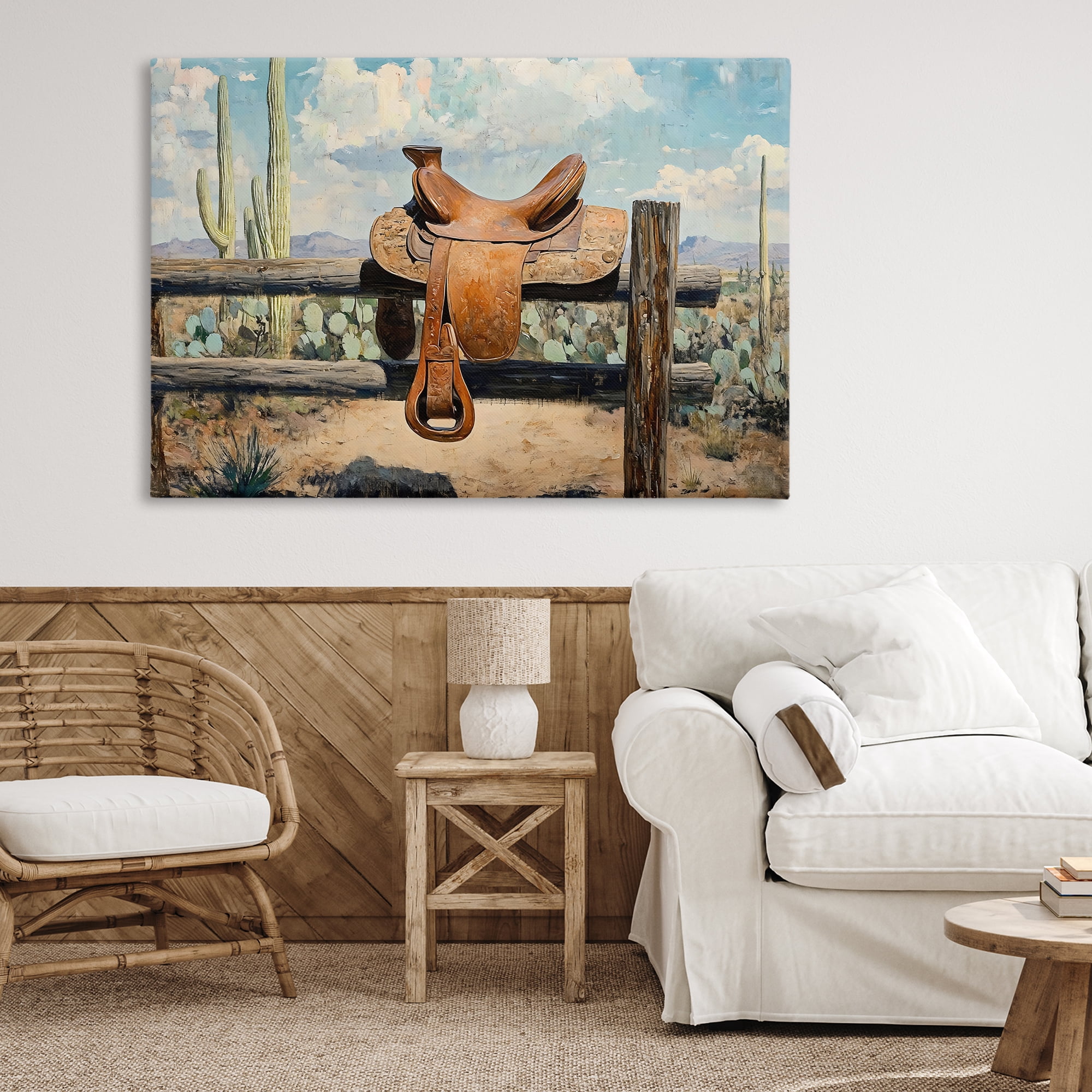 Stupell Industries Saddle on Desert Fence Canvas Wall Art, design by Franklyn Gregory