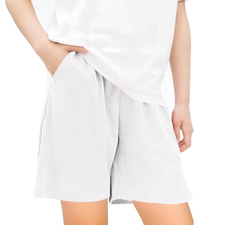 Tdoqot Girls Athletic Shorts with Pockets- Summer Solid Soft Casual Active Running Shorts White Size 11-12