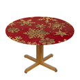 thumbnail image 3 of BANET Golden Snowflakes Round Tablecloth Washable Red Circular Polyester Table Cloths Cover Tablecloth for Kitchen Dinning Tabletop 31"-35, 3 of 8