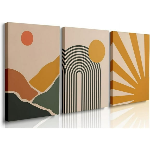 Boho Abstract Wall Art Prints Nordic Wall Decor Boho Room Decor Swandinavian Mid Century Modern Wall Art Minimalist Neutral Art Geometric Prints Mustard Beige Orange Boho Home Decor 12"x16"