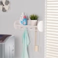 thumbnail image 2 of Danya B White Utility Shelf with Four Large Stainless Steel Hooks, 2 of 2