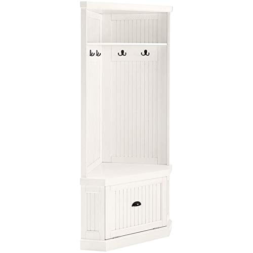 Pemberly Row Arbre d'Entrée d'Angle à 4 Crochets en Blanc Vieilli