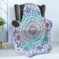 thumbnail image 4 of Mandala Soft Flannel Fleece Throw Blanket, Medallion Design Floral Patterns and Leaves Boho Hippie Style Prints, Cozy Plush for Indoor and Outdoor Use, 50" x 60", Turquoise Purple, by Ambesonne, 4 of 5