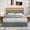 Gray, variant on Wood Bed Frame with USB Port and LED Light, Adjustable Height Platform Bed Frame with Upholstered Headboard, Full Size