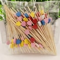 thumbnail image 5 of 100 Pieces Cocktail Sticks,12cm Disposable Bamboo Heart, Wooden Toothpick Party Supplies Skewers, for Decorated Food, Cocktail Glass, Carnival Birthday Party, 5 of 5