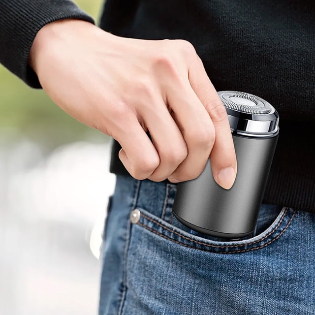 Mini afeitadora eléctrica recargable de metal, carga rápida tipo C, IPX7 resistente al agua, cuchillas de acero inoxidable, portátil para el cuidado personal masculino y viajes