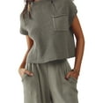 thumbnail image 2 of Lucakuins - Conjunto de pantalones para mujer, camiseta de manga corta con cuello redondo y pantalones largos, atuendo de verano Lucakuins  moda, 2 of 4