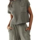 thumbnail image 2 of Lucakuins - Conjunto de pantalones para mujer, camiseta de manga corta con cuello redondo y pantalones largos, atuendo de verano Lucakuins  moda, 2 of 4