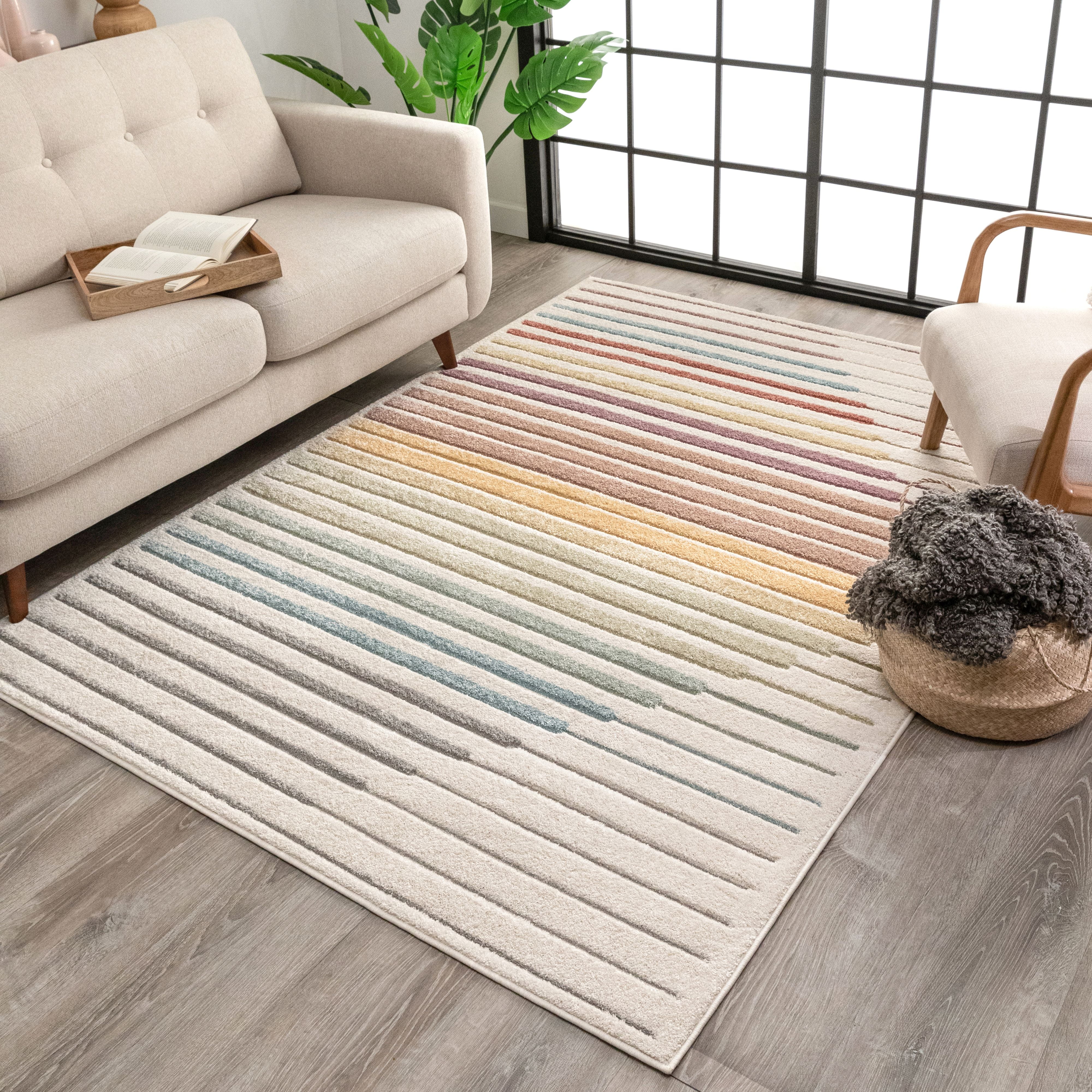 Well Woven Onwa Soft Pastel Multi Color Chevron Triangle Stripes