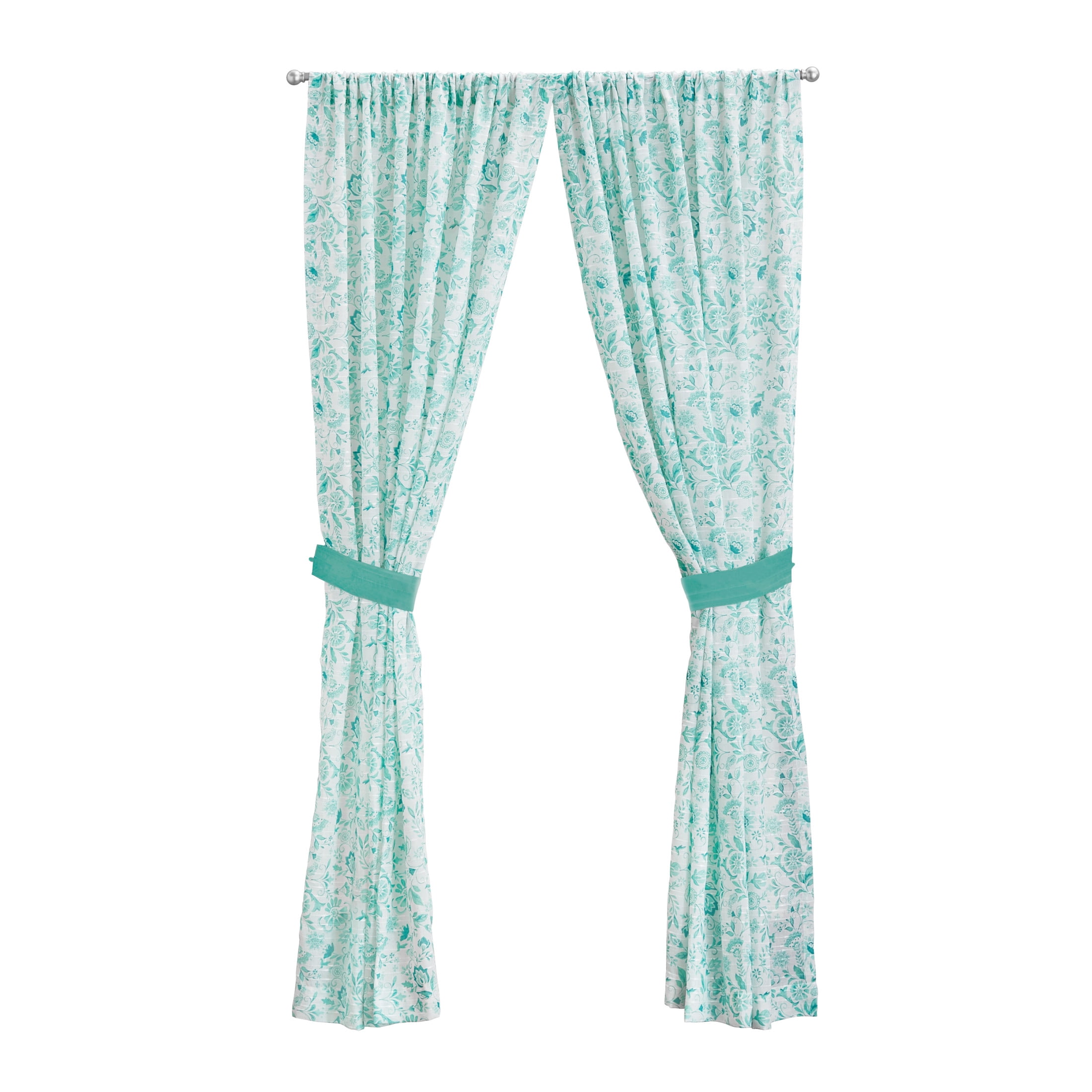 The Pioneer Woman Maize Sheer Curtain Panel, Teal, 1 Panel, 50"W x 84"L