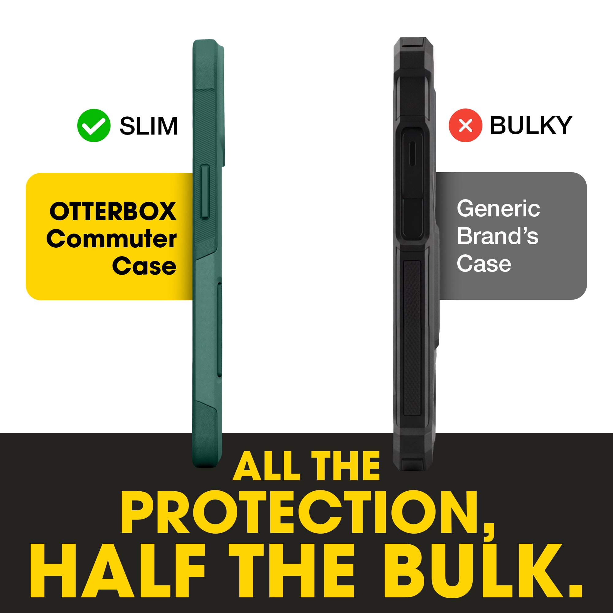 OtterBox iPhone 16e, iPhone 15, iPhone 14, and iPhone 13 Commuter Series Case - MagSafe Edition - Green, Slim & Tough, Pocket-Friendly, with Port Protection - Get Your Greens