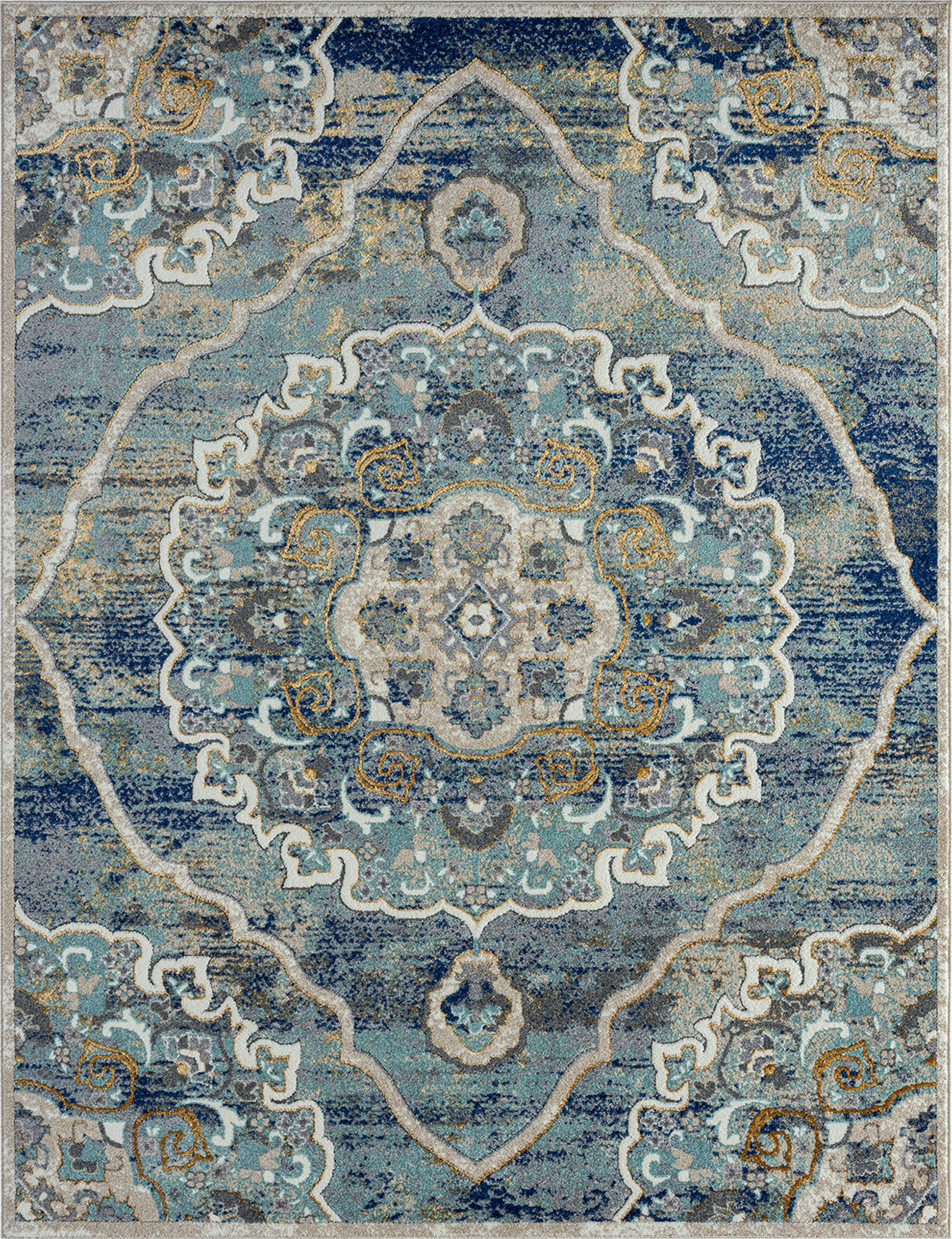 Transitional 5x8 Area Rug (5'3'' x 7'3'') Medallion Multi-Color Living Room Easy to Clean