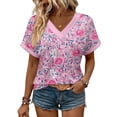 thumbnail image 5 of Roncen Womens Tops Boho Summer Outfits 2026 Short Sleeve Shirts Beach Vacation Clothes Casual, 5 of 6